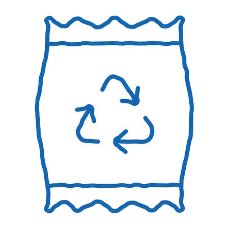 Plastic Parcel Bag With Recycle Mark sketch icon vector. Hand drawn blue doodle line art isolated symbol illustrationのイラスト素材