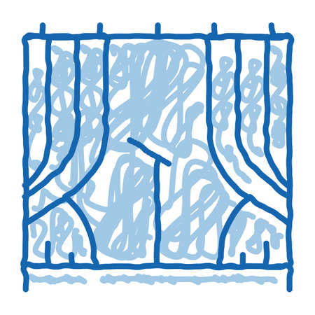 Theater Scene With Microphone Music Element sketch icon vector. Hand drawn blue doodle line art isolated symbol illustrationのイラスト素材