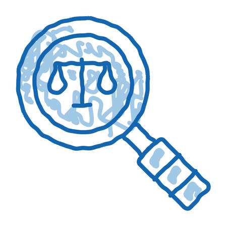 Court Magnifier Law And Judgement sketch icon vector. Hand drawn blue doodle line art sign. isolated symbol illustrationのイラスト素材