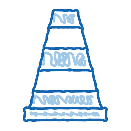 Road Cone sketch icon vector. Hand drawn blue doodle line art Road Cone sign. isolated symbol illustrationのイラスト素材