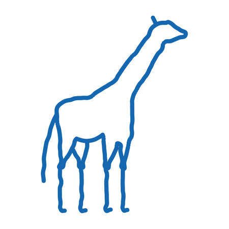 Giraffe sketch icon vector. Hand drawn blue doodle line art Giraffe sign. isolated symbol illustrationのイラスト素材