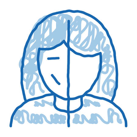 Skin Face Before and After sketch icon vector. Hand drawn blue doodle line art Skin Face Before and After sign. isolated symbol illustrationのイラスト素材