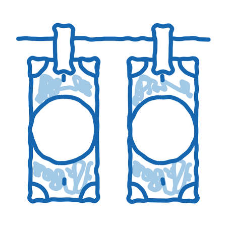 Drying Fake Banknotes sketch icon vector. Hand drawn blue doodle line art Drying Fake Banknotes sign. isolated symbol illustrationのイラスト素材