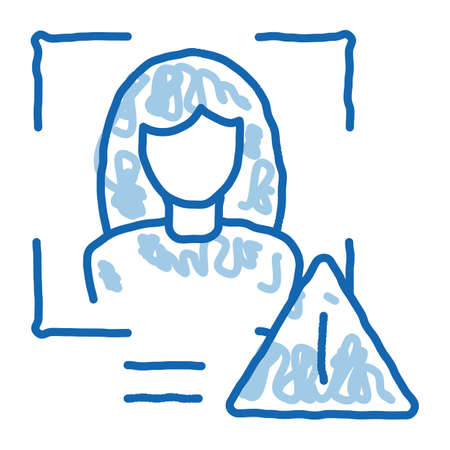 Identity Alert Woman sketch icon vector. Hand drawn blue doodle line art Identity Alert Woman sign. isolated symbol illustrationのイラスト素材