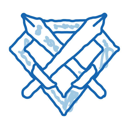 Emblem of Defender sketch icon vector. Hand drawn blue doodle line art Emblem of Defender sign. isolated symbol illustrationのイラスト素材