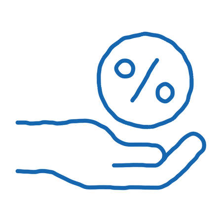 Hand Percent Sign sketch icon vector. Hand drawn blue doodle line art Hand Percent sign. isolated symbol illustrationのイラスト素材