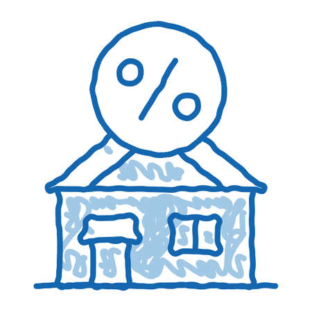 House Borrowed at Interest Credit sketch icon vector. Hand drawn blue doodle line art House Borrowed at Interest Credit sign. isolated symbol illustrationのイラスト素材