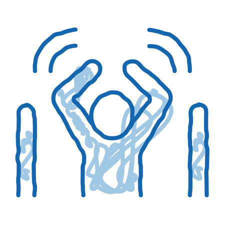 Man Not Passed Warning Signal Sensors sketch icon vector. Hand drawn blue doodle line art Man Not Passed Warning Signal Sensors sign. isolated symbol illustrationのイラスト素材