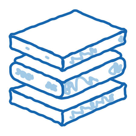 Mattress Foam Layers sketch icon vector. Hand drawn blue doodle line art Mattress Foam Layers sign. isolated symbol illustrationのイラスト素材