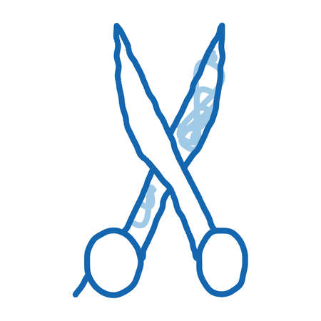 Cut Hair Iron Scissors sketch icon vector. Hand drawn blue doodle line art Cut Hair Iron Scissors sign. isolated symbol illustrationのイラスト素材