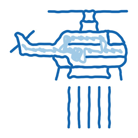 Fire Dept Helicopter sketch icon vector. Hand drawn blue doodle line art Fire Dept Helicopter sign. isolated symbol illustrationのイラスト素材