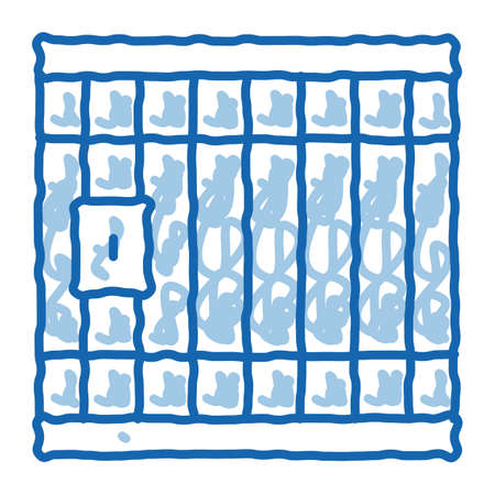 Police Prison Bar Gate sketch icon vector. Hand drawn blue doodle line art Police Prison Bar Gate sign. isolated symbol illustrationのイラスト素材