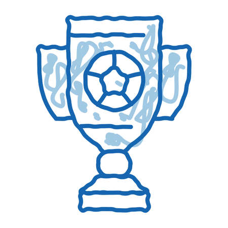 Football Champion Cup sketch icon vector. Hand drawn blue doodle line art Football Champion Cup sign. isolated symbol illustrationのイラスト素材