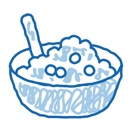 Caviar Dish Bowl sketch icon vector. Hand drawn blue doodle line art Caviar Dish Bowl sign. isolated symbol illustrationのイラスト素材