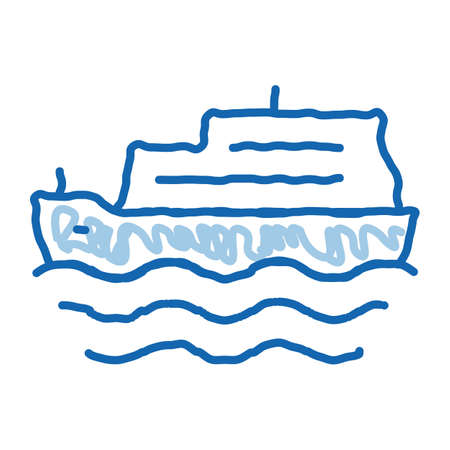 Pleasure Boat sketch icon vector. Hand drawn blue doodle line art Pleasure Boat sign. isolated symbol illustrationのイラスト素材