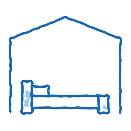 Bed Canopy Awning sketch icon vector. Hand drawn blue doodle line art Bed Canopy Awning sign. isolated symbol illustrationのイラスト素材