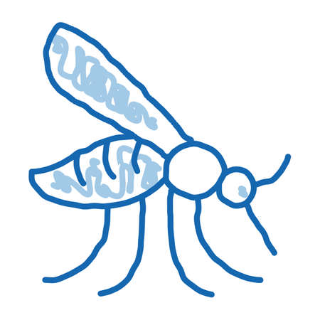 Malaria Mosquito sketch icon vector. Hand drawn blue doodle line art Malaria Mosquito sign. isolated symbol illustrationのイラスト素材