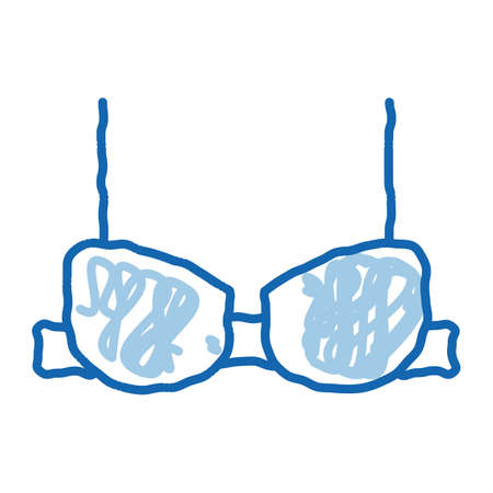 Padded Brassiere sketch icon vector. Hand drawn blue doodle line art Padded Brassiere sign. isolated symbol illustrationのイラスト素材