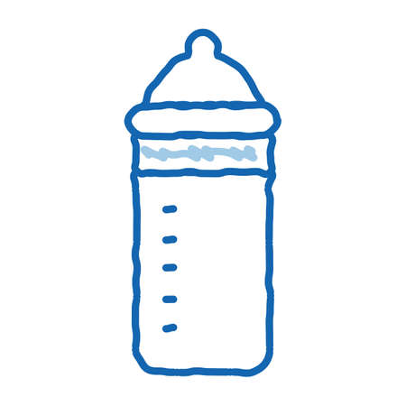 Feeding Bottle sketch icon vector. Hand drawn blue doodle line art Feeding Bottle sign. isolated symbol illustrationのイラスト素材