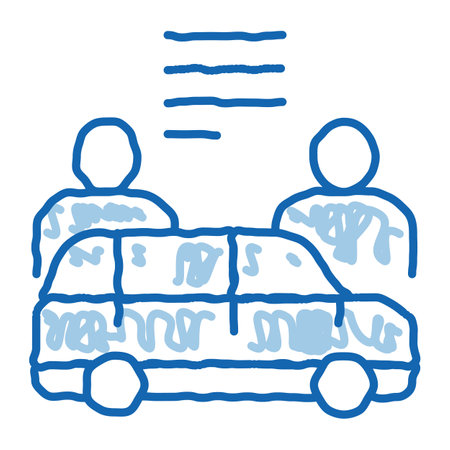 Car Dealer Buyer sketch icon vector. Hand drawn blue doodle line art Car Dealer Buyer isometric sign. isolated symbol illustrationのイラスト素材