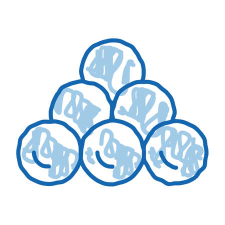 Cannonballs sketch icon vector. Hand drawn blue doodle line art Cannonballs isometric sign. isolated symbol illustrationのイラスト素材