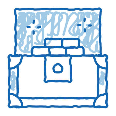 Treasure Chest sketch icon vector. Hand drawn blue doodle line art Treasure Chest isometric sign. isolated symbol illustrationのイラスト素材