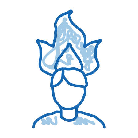 Burning Man Head sketch icon vector. Hand drawn blue doodle line art Burning Man Head isometric sign. isolated symbol illustrationのイラスト素材