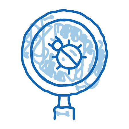 Bug Magnifier sketch icon vector. Hand drawn blue doodle line art Bug Magnifier isometric sign. isolated symbol illustrationのイラスト素材