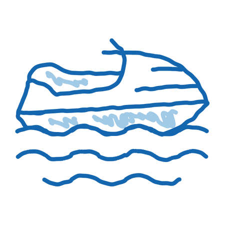 Powerboat sketch icon vector. Hand drawn blue doodle line art Powerboat sign. isolated symbol illustrationのイラスト素材