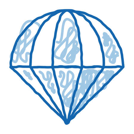 Parachute sketch icon vector. Hand drawn blue doodle line art Parachute sign. isolated symbol illustrationのイラスト素材