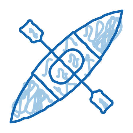 Kayak sketch icon vector. Hand drawn blue doodle line art Kayak sign. isolated symbol illustrationのイラスト素材