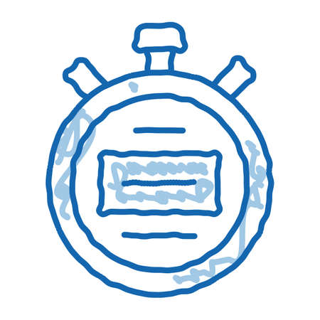Stopwatch sketch icon vector. Hand drawn blue doodle line art Stopwatch sign. isolated symbol illustrationのイラスト素材