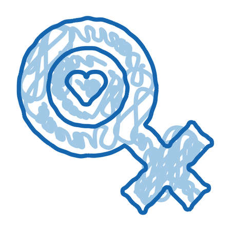 Female Mark Heart sketch icon vector. Hand drawn blue doodle line art Female Mark Heart sign. isolated symbol illustrationのイラスト素材