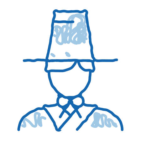 Korean Human sketch icon vector. Hand drawn blue doodle line art Korean Human sign. isolated symbol illustrationのイラスト素材