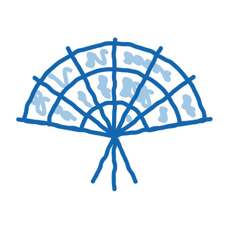 South Korea Fan sketch icon vector. Hand drawn blue doodle line art South Korea Fan sign. isolated symbol illustrationのイラスト素材