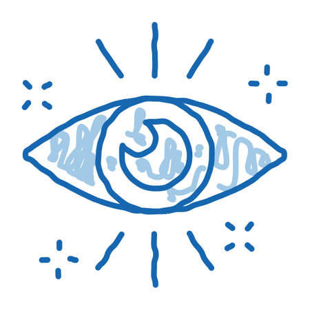 Healthy Human Eye Organ sketch icon vector. Hand drawn blue doodle line art Health Good Looking Eyeball Cornea Concept Linear Pictogram. Ophthalmology sign. isolated symbol illustrationのイラスト素材