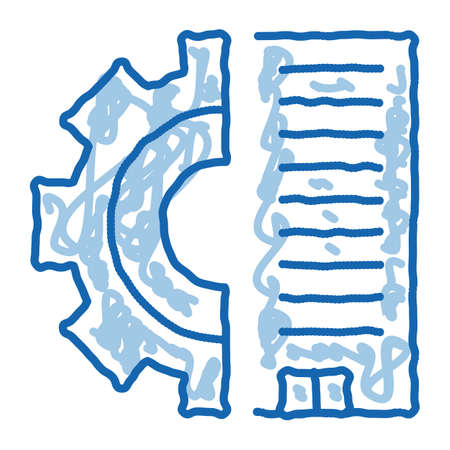 Skyscraper Gear sketch icon vector. Hand drawn blue doodle line art Skyscraper Gear sign. isolated symbol illustrationのイラスト素材