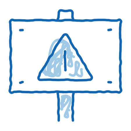 Warning Nameplate sketch icon vector. Hand drawn blue doodle line art Warning Nameplate sign. isolated symbol illustrationのイラスト素材