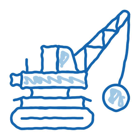 Demolish Machine sketch icon vector. Hand drawn blue doodle line art Demolish Machine sign. isolated symbol illustrationのイラスト素材