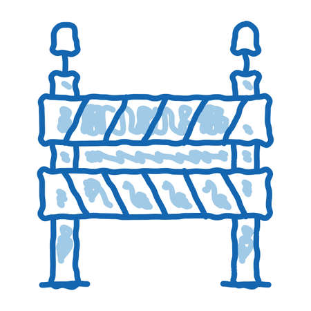 Road Barrier sketch icon vector. Hand drawn blue doodle line art Road Barrier sign. isolated symbol illustrationのイラスト素材
