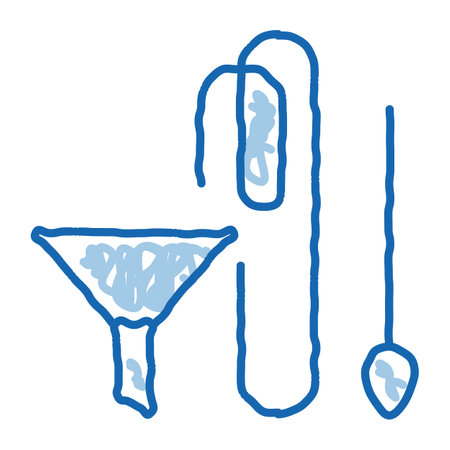 Funnel And Tube sketch icon vector. Hand drawn blue doodle line art Funnel And Tube sign. isolated symbol illustrationのイラスト素材