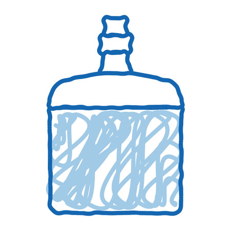 Drink Bottle sketch icon vector. Hand drawn blue doodle line art Drink Bottle sign. isolated symbol illustrationのイラスト素材