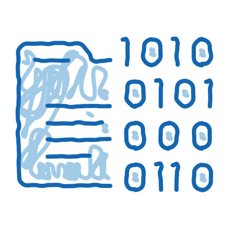 Binary Code sketch icon vector. Hand drawn blue doodle line art Binary Code sign. isolated symbol illustrationのイラスト素材