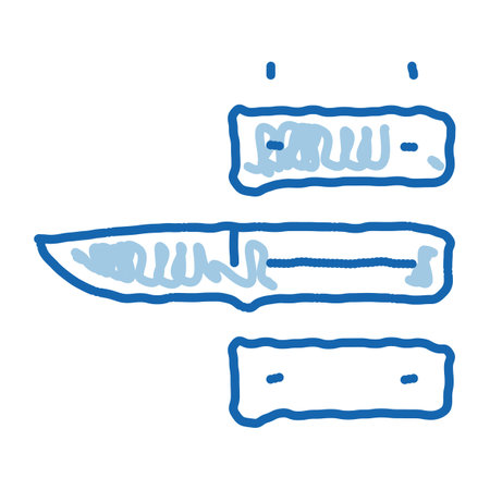 Knife Handle sketch icon vector. Hand drawn blue doodle line art Knife Handle sign. isolated symbol illustrationのイラスト素材