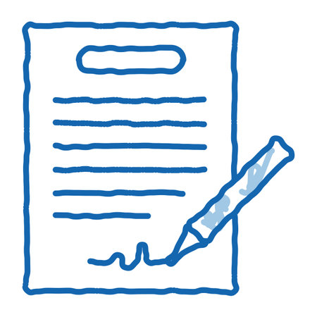 Contract Signing sketch icon vector. Hand drawn blue doodle line art Contract Signing sign. isolated symbol illustrationのイラスト素材