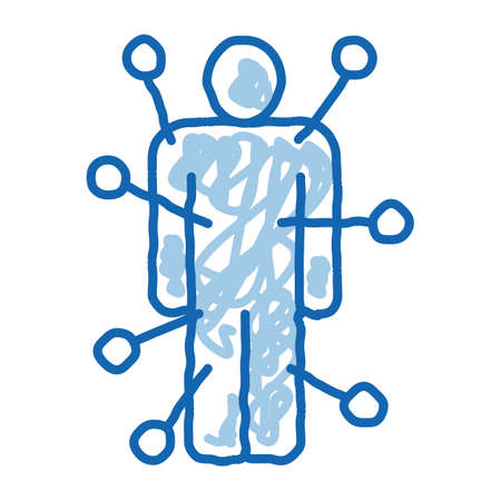 Doll With Pins sketch icon vector. Hand drawn blue doodle line art Doll With Pins sign. isolated symbol illustrationのイラスト素材