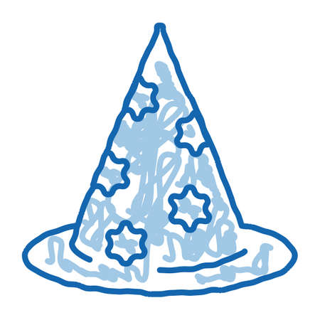 Magician Hat sketch icon vector. Hand drawn blue doodle line art Magician Hat sign. isolated symbol illustrationのイラスト素材