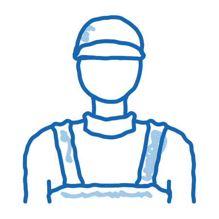 Plumber Worker sketch icon vector. Hand drawn blue doodle line art Plumber Worker sign. isolated symbol illustrationのイラスト素材