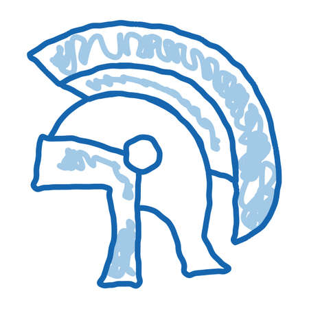 Antique Helmet sketch icon vector. Hand drawn blue doodle line art Antique Helmet sign. isolated symbol illustrationのイラスト素材