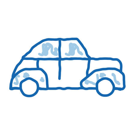 Classical Car sketch icon vector. Hand drawn blue doodle line art Classical Car sign. isolated symbol illustrationのイラスト素材